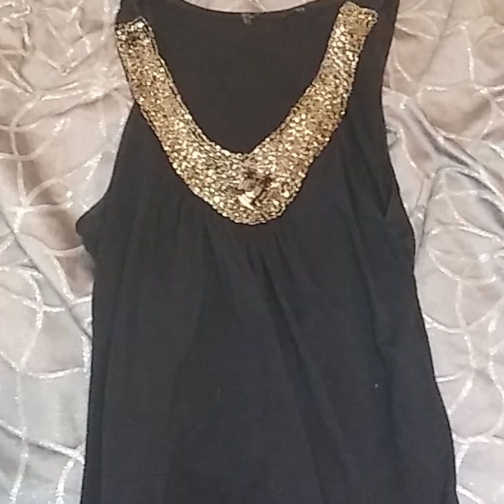 Black Bling Beaded gently worn top 🔥!